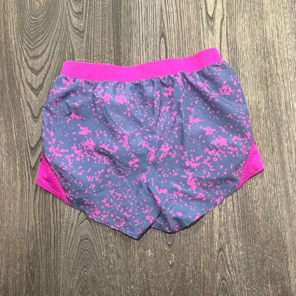 Under Armour UA Fly By 2.0 Printed Running Shorts Elastic Waist Pink Size S